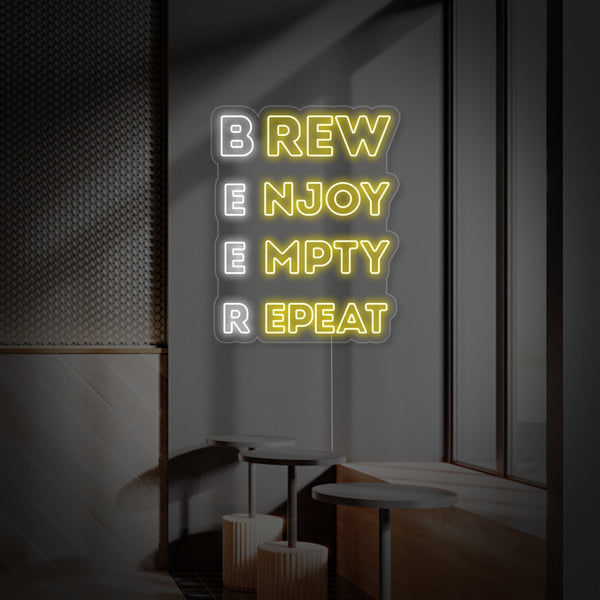Brew Enjoy Empty Repeat Beer Bar Neon Sign