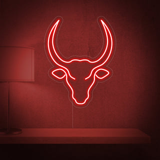 Bull Skull Cow Neon Sign