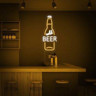 Cold Beer Bottle Bar Neon Sign