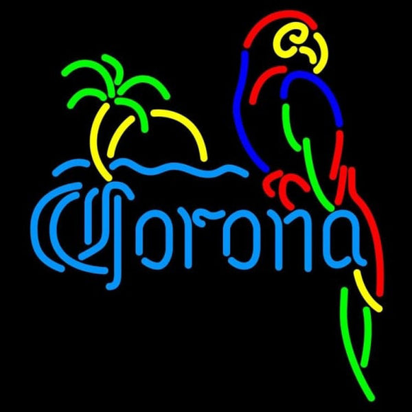Corona Parrot with Palm Neon Sign
