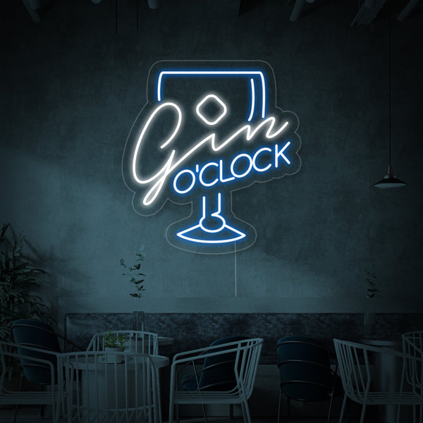 Gin Oclock Glass Neon Sign