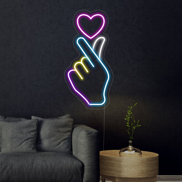 Hand Heart Neon Sign