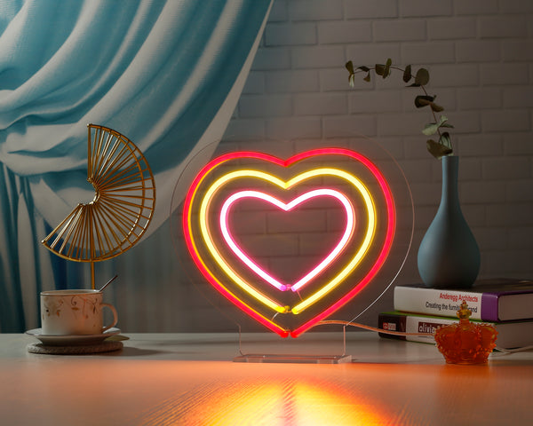 Hearts Desk LED Neon Sign