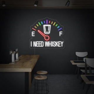 I Need Whiskey Clock Bar Neon Sign
