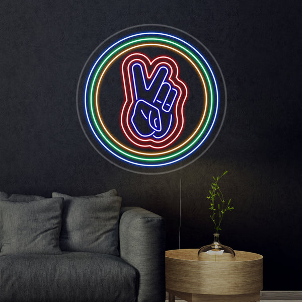 Peace with Circle Neon Sign