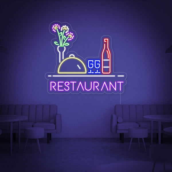 Restaurant Wine Food Neon Sign