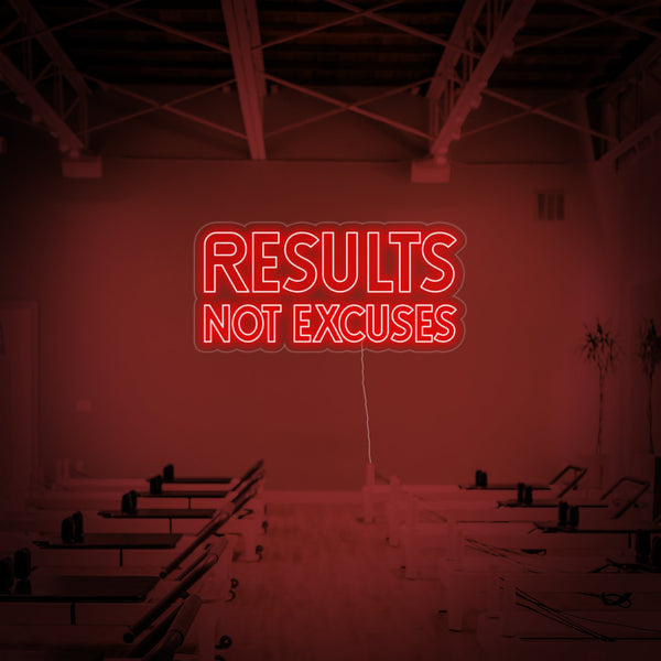 Results Not Excuses Neon Sign, Gym Decor, Gym Quotes, Fitness Quotes, Workout Quotes