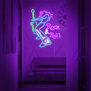 Rock Roll Electric Guitar Player Neon Sign
