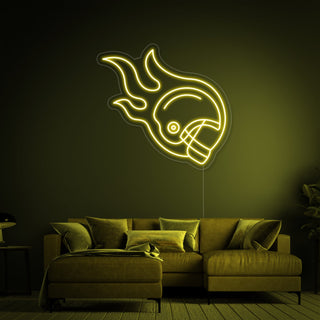Rugby Players Helmet Neon Sign