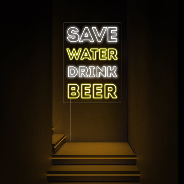 Save Water Drink Beer Bar Neon Sign