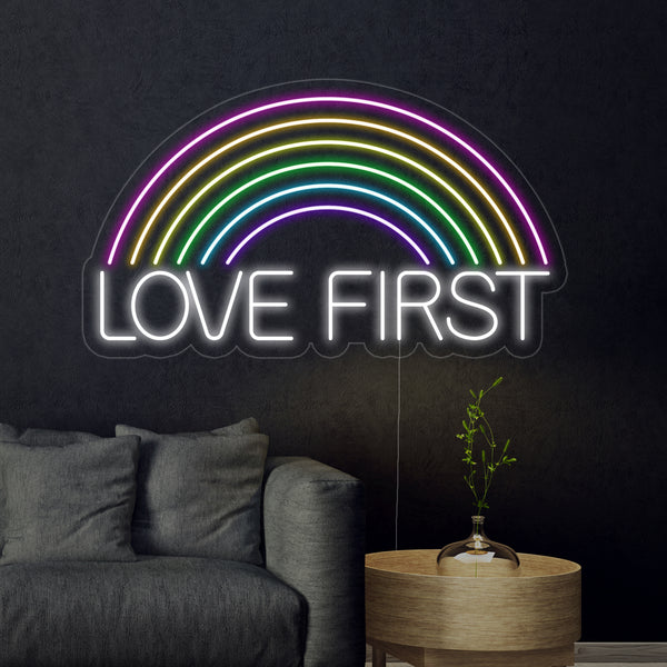 Rainbow Love First Neon Sign